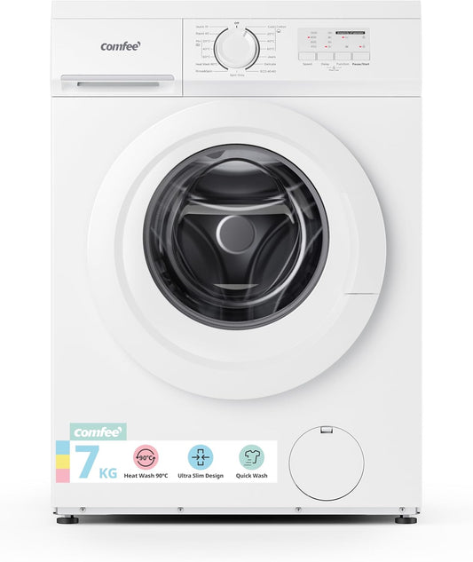 COMFEE' 6KG Freestanding Washing Machine, 15 Programs, Heat Wash 90°C, Quick Wash, White, CFE10EW60/W
