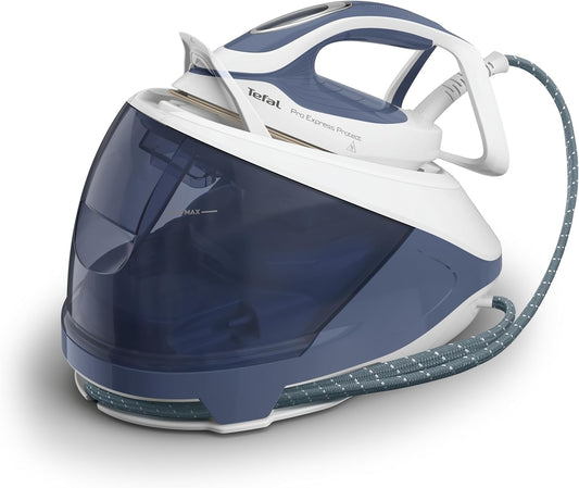 Tefal ProExpress Protect Steam Generator Iron, 7.5-Bar, 560g/min Steam Boost, 1.8L Water Tank, Anti-Drip, No-Setting Technology, Blue/White, GV9224
